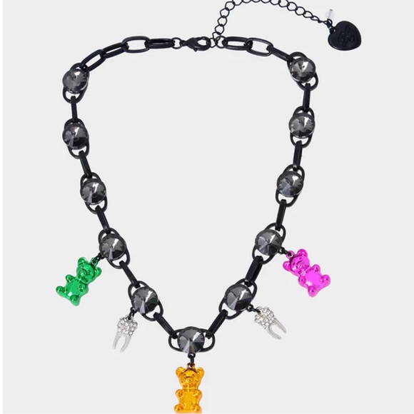 New Betsey Johnson PUNK N SPICE GUMMY BEAR STATEMENT NECKLACE MULTI